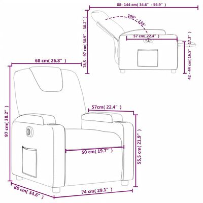 vidaXL Electric Recliner Chair Cream Faux Leather