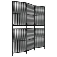 vidaXL Room Divider 3 Panels Black Poly Rattan