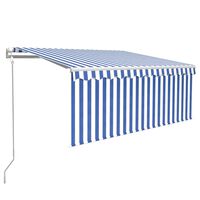 vidaXL Automatic Retractable Awning with Blind 9.8'x8.2' Blue&White