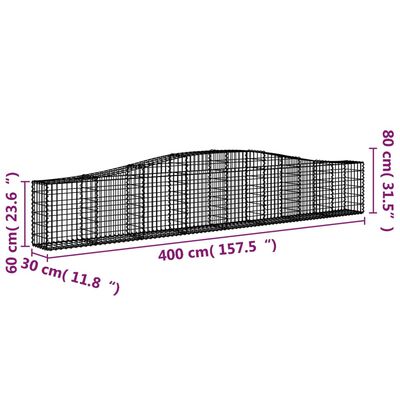 vidaXL Arched Gabion Baskets 5 pcs 157.5"x11.8"x23.6"/31.5" Galvanized Iron