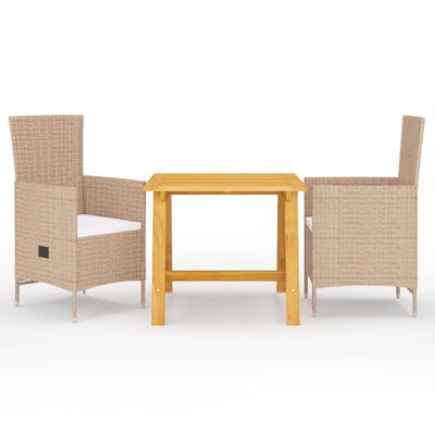 vidaXL 3 Piece Patio Dining Set Beige