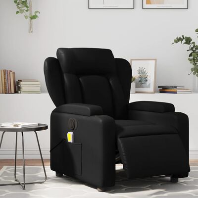 vidaXL Electric Massage Recliner Chair Black Faux Leather