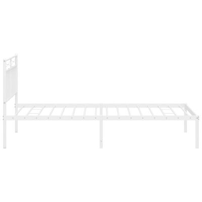 vidaXL Metal Bed Frame without Mattress with Headboard White 39.4"x78.7"