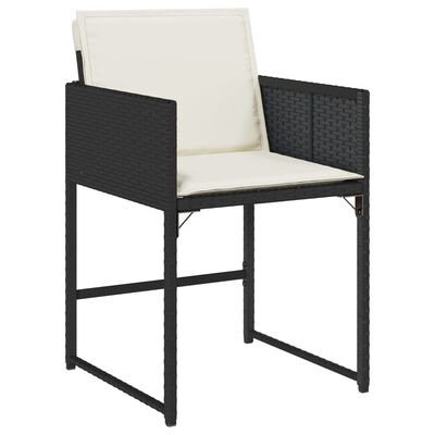 vidaXL 7 Piece Patio Dining Set with Cushions Black Poly Rattan