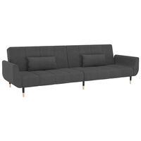 vidaXL 2-Seater Sofa Bed with Two Pillows Dark Gray Velvet