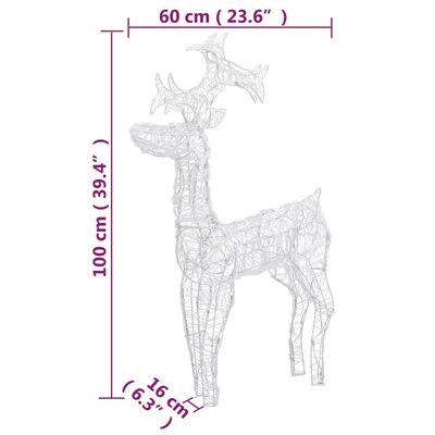 vidaXL Reindeer Christmas Decorations 2 pcs 23.6"x6.3"x39.4" Acrylic