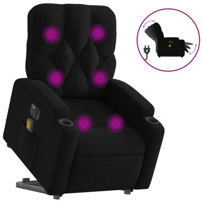 vidaXL Electric Stand up Massage Recliner Chair Black Fabric