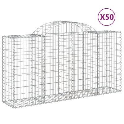 vidaXL Arched Gabion Baskets 50 pcs 78.7"x19.7"x39.4"/47.2" Galvanized Iron