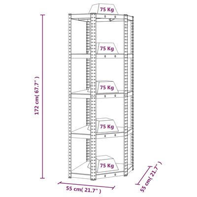 vidaXL 5-Layer Shelves 2 pcs Blue Steel&Engineered Wood