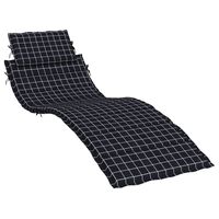 vidaXL Sun Lounger Cushion Black Check Pattern Oxford Fabric