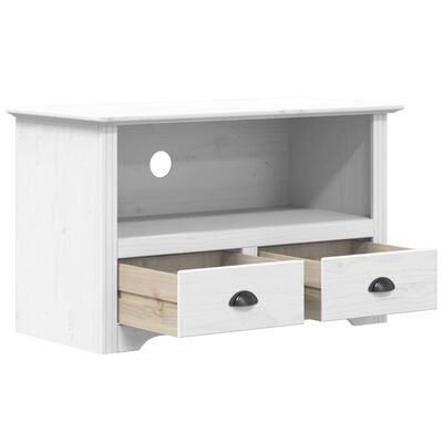 vidaXL TV Stand with 2 Drawers BODO White 36"x17.5"x22" Solid Wood Pine