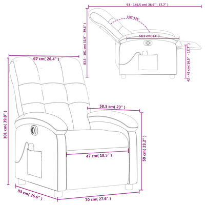 vidaXL Electric Massage Recliner Chair Cream Fabric