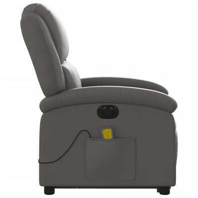 vidaXL Electric Stand up Massage Recliner Chair Gray Real Leather