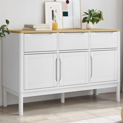 vidaXL Sideboard FLORO White 44.9"x16.9"x29.1" Solid Wood Pine