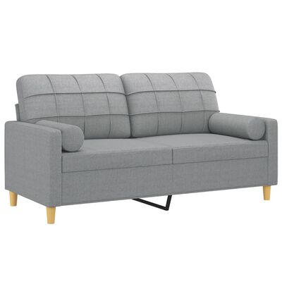 vidaXL 2-Seater Sofa with Throw Pillows Light Gray 55.1" Fabric