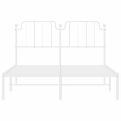 vidaXL Metal Bed Frame without Mattress with Headboard White 53.1"x74.8"