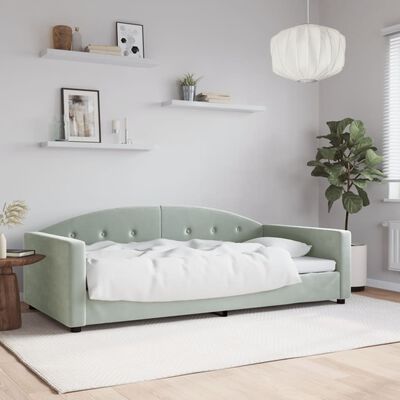 vidaXL Day Bed Light Gray 39.4"x74.8" Twin Velvet