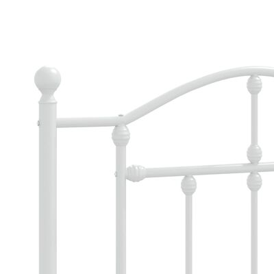 vidaXL Metal Bed Frame without Mattress with Headboard White 39.4"x74.8"