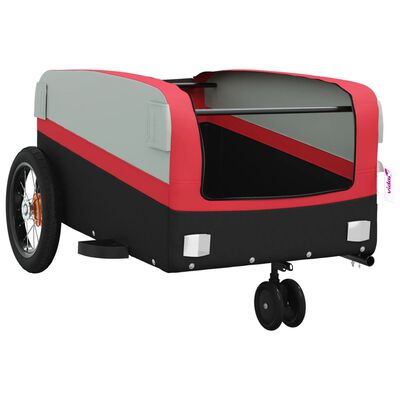 vidaXL Bike Trailer Black and Red 66.1 lb Iron