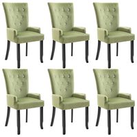 vidaXL Dining Chair with Armrests 6 pcs Light Green Velvet