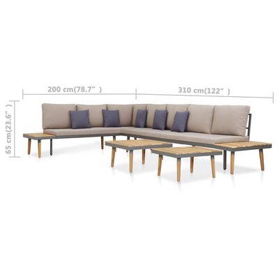 vidaXL 7-Seater Patio Lounge Set Cushions Solid Acacia Wood Brown | vidaXL.com