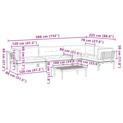 vidaXL 5 Piece Patio Pallet Sofa Set with Cushions Solid Wood Acacia