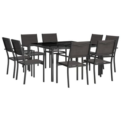 vidaXL 9 Piece Patio Dining Set Steel