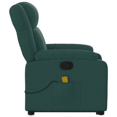 vidaXL Stand up Massage Recliner Chair Dark Green Fabric