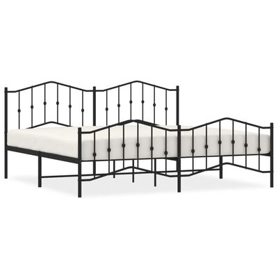 vidaXL Metal Bed Frame without Mattress with Footboard Black 76"x79.9"