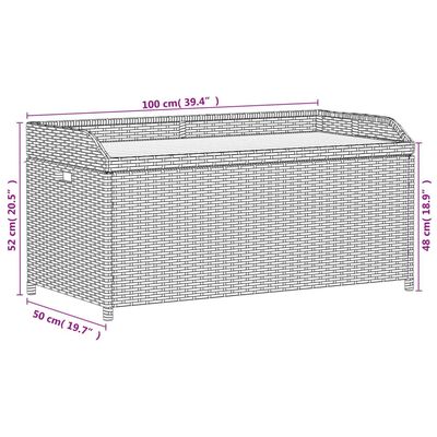 vidaXL Storage Bench Gray 39.4"x19.7"x20.5" Poly Rattan and Acacia Wood