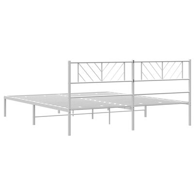 vidaXL Metal Bed Frame without Mattress with Headboard White 76"x79.9"