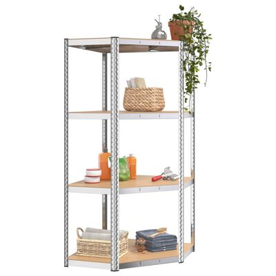 vidaXL 4-Layer Shelves 4 pcs Silver Steel&Engineered Wood