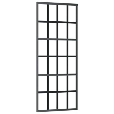 vidaXL Sliding Door ESG Glass and Aluminum 29.9"x80.7" Black