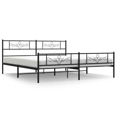 vidaXL Metal Bed Frame without Mattress with Footboard Black 72"x83.9"