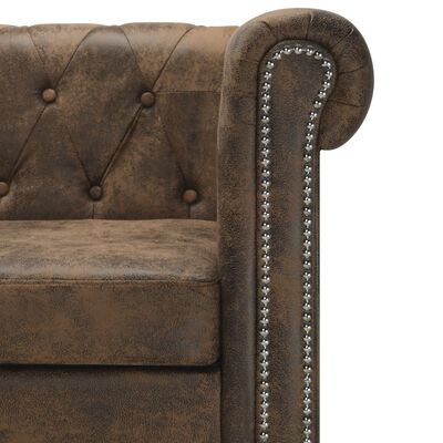 vidaXL L-shaped Chesterfield Sofa Artificial Leather Brown