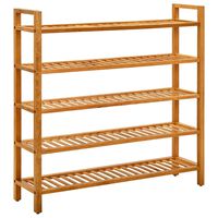 vidaXL Shoe Rack with 5 Shelves 39.4"x10.6"x39.4" Solid Oak Wood