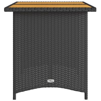 vidaXL Patio Table with Wooden Top Black 43.3"x26.8"x27.6" Poly Rattan