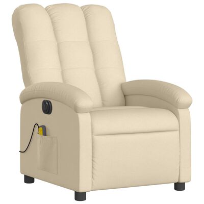 vidaXL Electric Massage Recliner Chair Cream Fabric