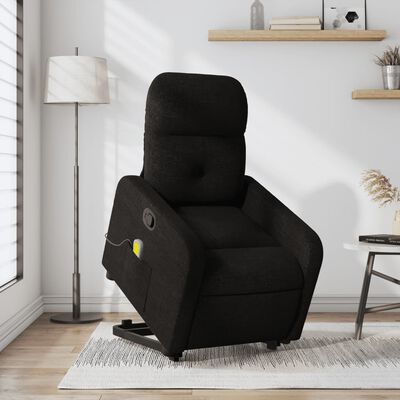 vidaXL Stand up Massage Recliner Chair Black Fabric