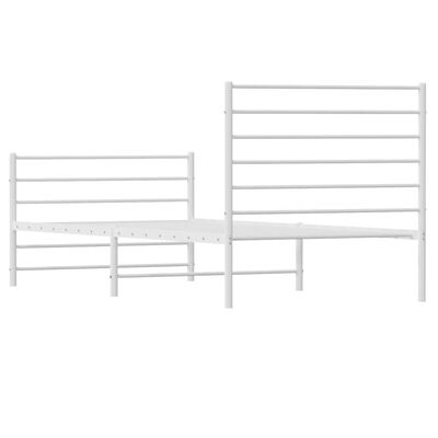 vidaXL Metal Bed Frame without Mattress with Footboard White 39.4"x78.7"