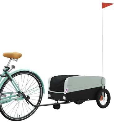 vidaXL Bike Trailer Black and Gray 66.1 lb Iron