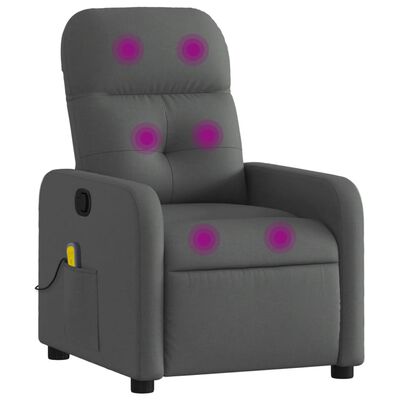 vidaXL Massage Recliner Chair Dark Gray Fabric