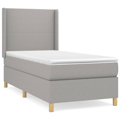 vidaXL Box Spring Bed with Mattress Light Gray Twin Fabric