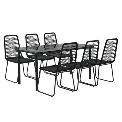 vidaXL 7 Piece Patio Dining Set Black