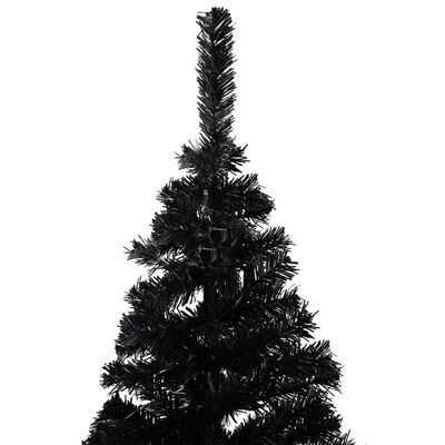 vidaXL Artificial Pre-lit Christmas Tree with Ball Set Black 70.9" PVC