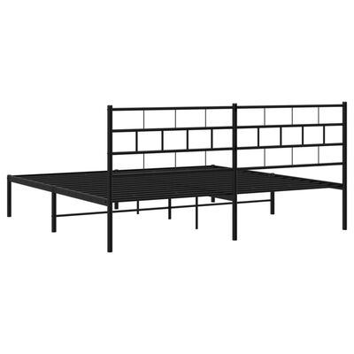 vidaXL Metal Bed Frame without Mattress with Headboard Black 72"x83.9"