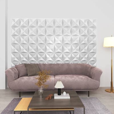 vidaXL 3D Wall Panels 48 pcs 19.7"x19.7" Origami White 129.2 ft²