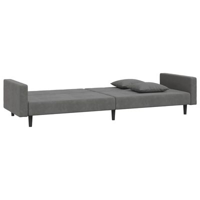 vidaXL 2-Seater Sofa Bed with Two Pillows Dark Gray Velvet