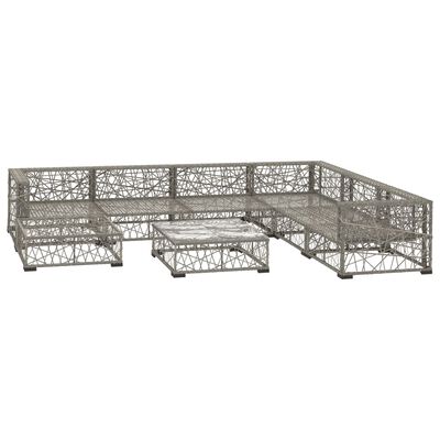 vidaXL 8 Piece Patio Lounge Set with Cushions Poly Rattan Gray