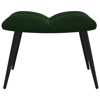 vidaXL Relaxing Chair with a Stool Dark Green Velvet